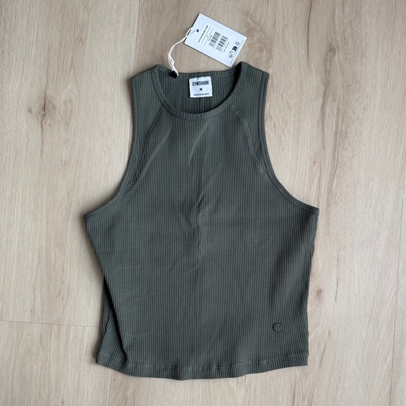 Gymshark Tops - Gymshark Ribbed Khaki Tank Top